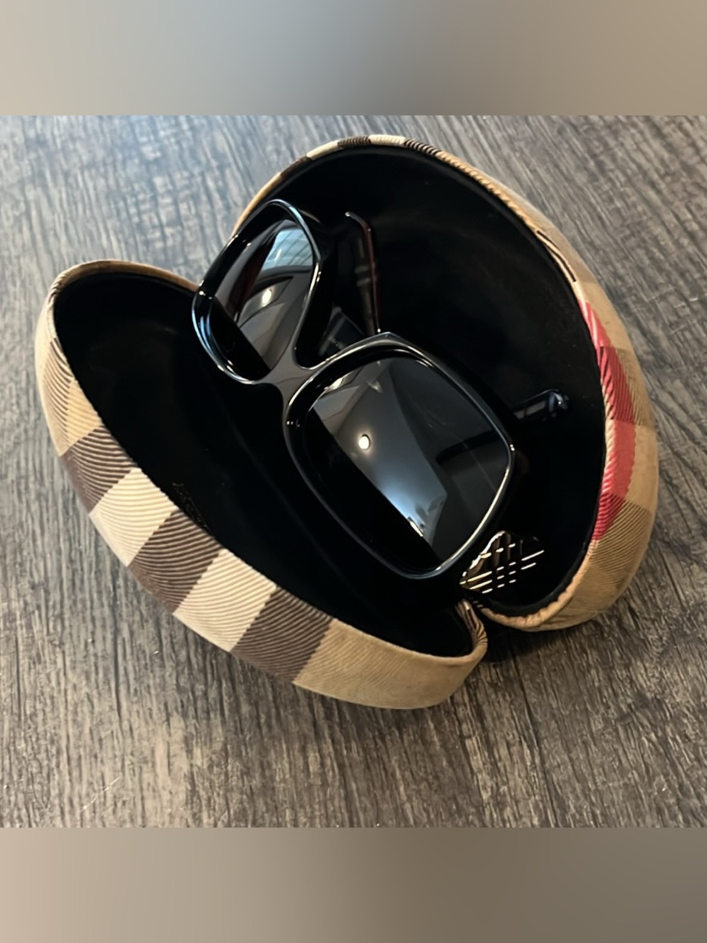 Burberry Black Oversized Women's Sunglasses with Signature Check Case